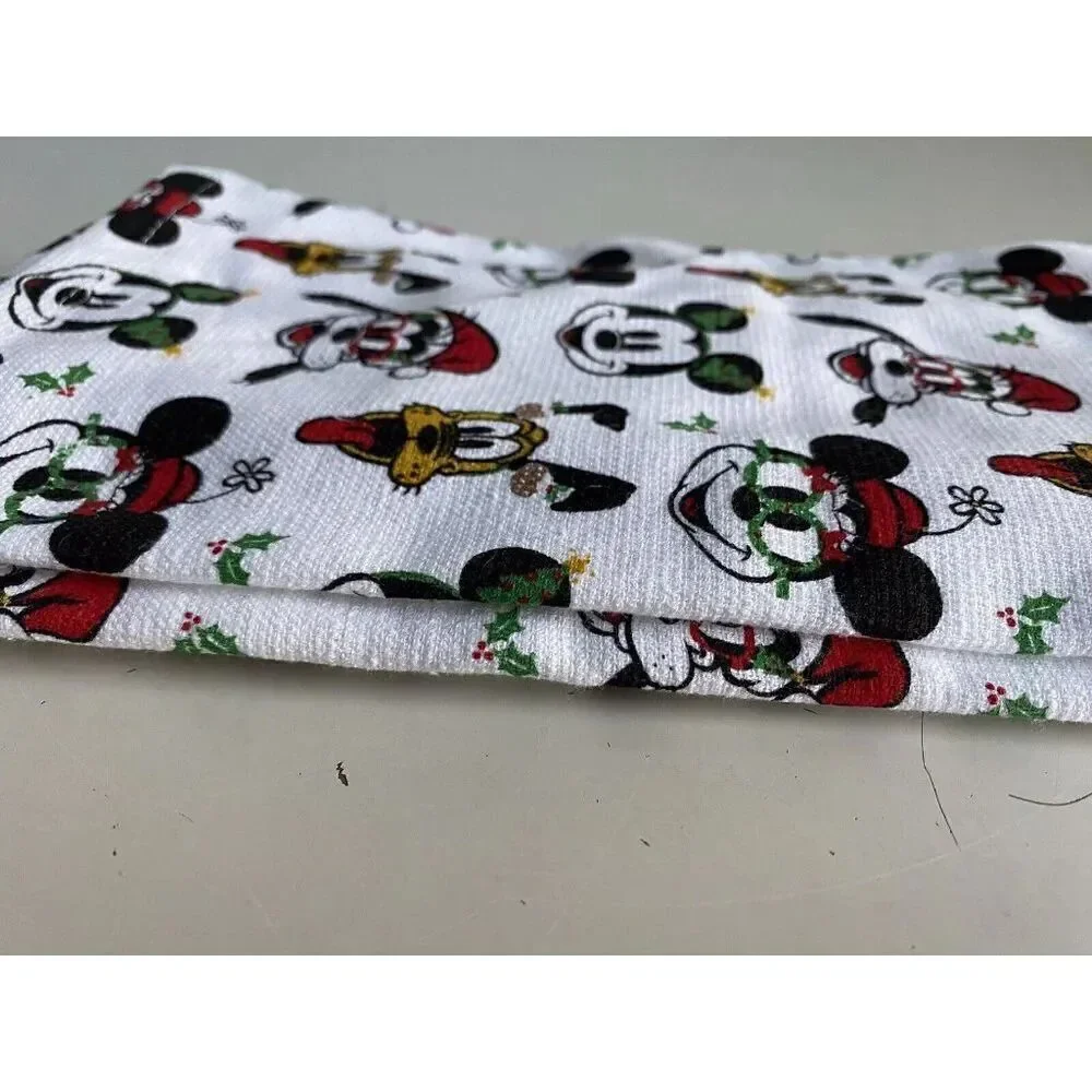 2 Pack Disney Mickey Minnie Mouse Goofy Pluto Christmas Tree Kitchen Towels‎ NEW